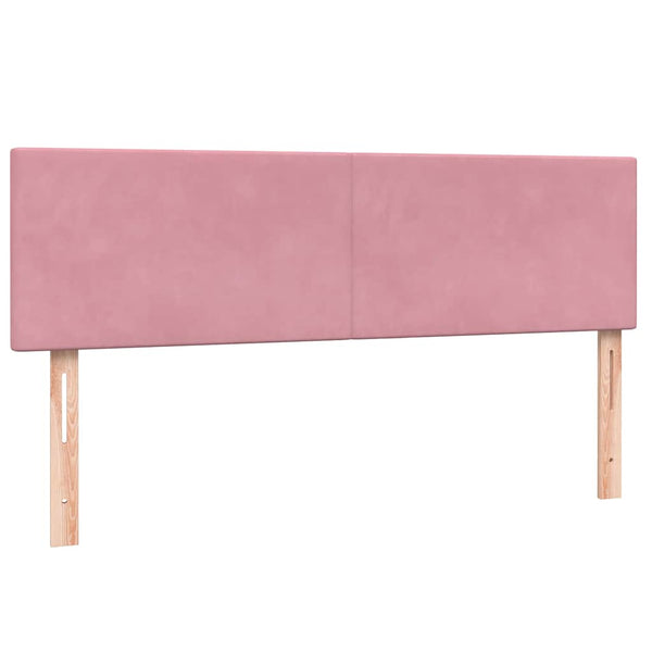 vidaXL Box spring bed with mattress & LED Pink 140x210 cm Velvet