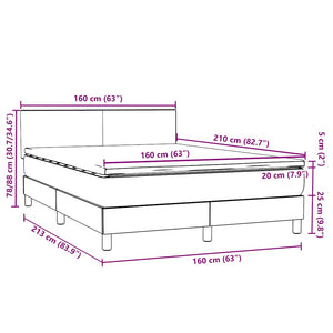 vidaXL Box Spring Bed with Mattress & LED Light Grey 160x210 cm Velvet