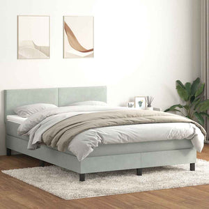 vidaXL Box Spring Bed with Mattress & LED Light Grey 160x210 cm Velvet
