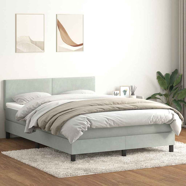 vidaXL Box Spring Bed with Mattress & LED Light Grey 160x210 cm Velvet