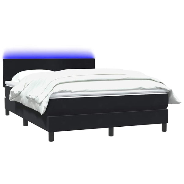 vidaXL Box Spring Bed with Mattress & LED Black 160x210 cm Velvet