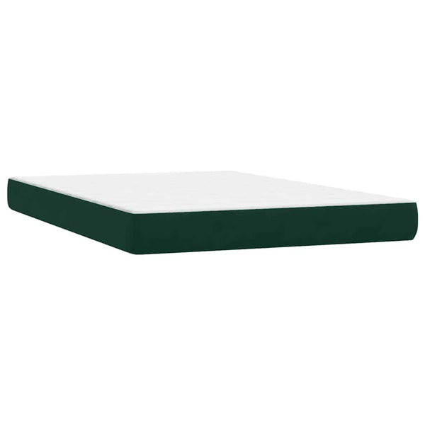 vidaXL Box Spring Bed with Mattress & LED Dark Green 160x210 cm Velvet
