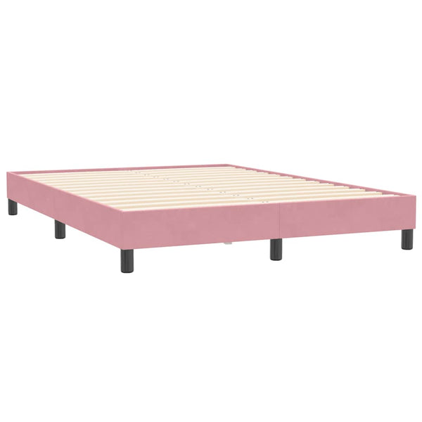 vidaXL Box Spring Bed with Mattress & LED Pink 160x210 cm Velvet