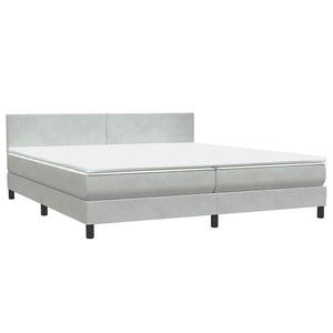 vidaXL Box Spring Bed with Mattress & LED Light Grey 180x210 cm Velvet
