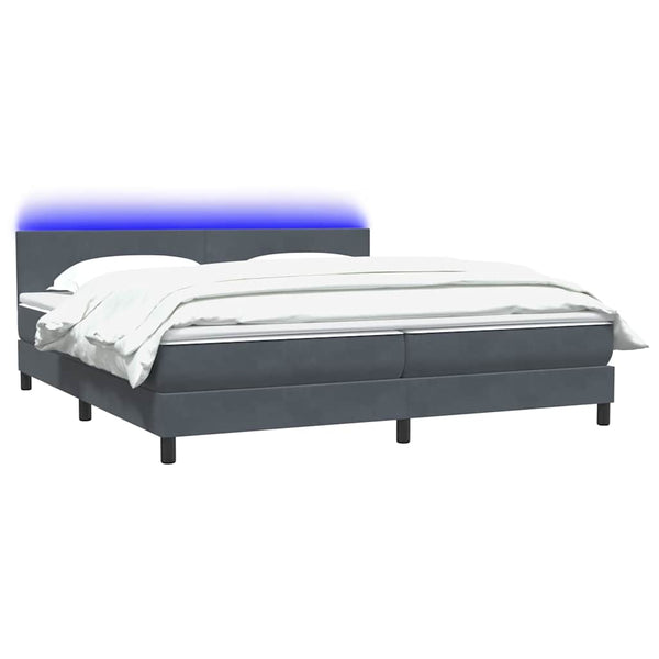 vidaXL Box Spring Bed with Mattress & LED Dark Gray 180x210 cm Velvet