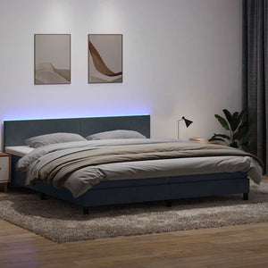 vidaXL Box Spring Bed with Mattress & LED Dark Gray 180x210 cm Velvet