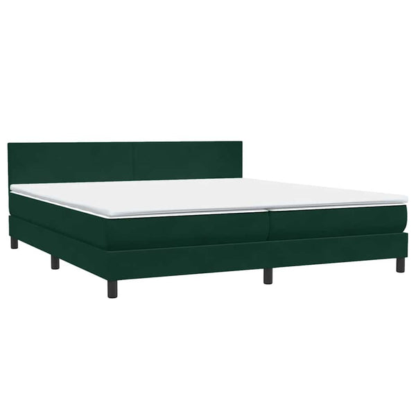 vidaXL Box Spring Bed with Mattress & LED Dark Green 180x210 cm Velvet