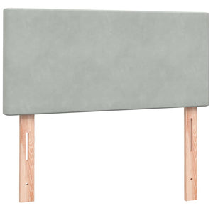 vidaXL Box Spring Bed with Mattress & LED Light Grey 80x220 cm Velvet