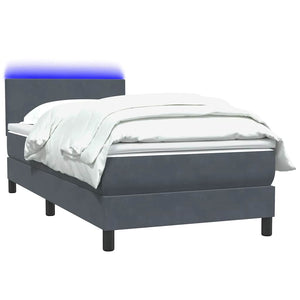 vidaXL Box Spring Bed with Mattress & LED Dark Grey 80x220 cm Velvet
