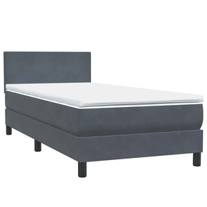 vidaXL Box Spring Bed with Mattress & LED Dark Grey 80x220 cm Velvet