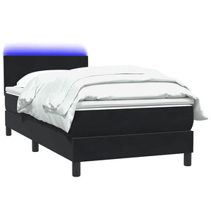 vidaXL Box Spring Bed with Mattress & LED Black 80x220 cm Velvet