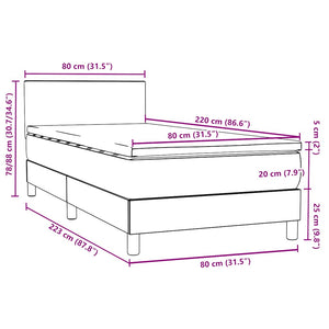 vidaXL Box Spring Bed with Mattress & LED Black 80x220 cm Velvet