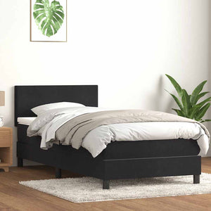 vidaXL Box Spring Bed with Mattress & LED Black 80x220 cm Velvet