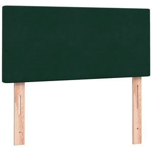 vidaXL Box Spring Bed with Mattress & LED Dark Green 80x220 cm Velvet