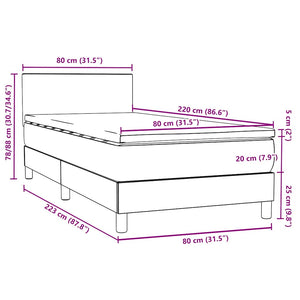 vidaXL Box Spring Bed with Mattress & LED Pink 80x220 cm Velvet