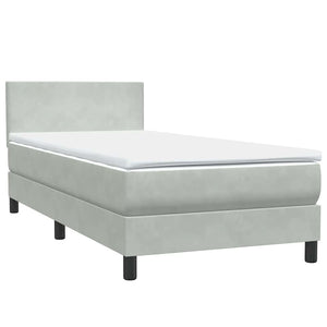 vidaXL Box Spring Bed with Mattress & LED Light Grey 90x220 cm Velvet