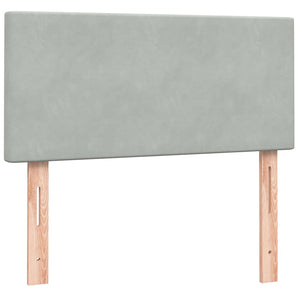vidaXL Box Spring Bed with Mattress & LED Light Grey 90x220 cm Velvet