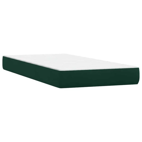 vidaXL Box Spring Bed with Mattress & LED Dark Green 90x220 cm Velvet