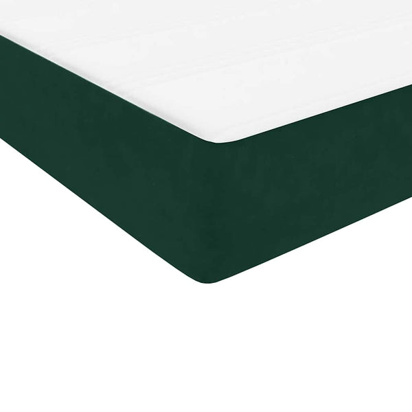 vidaXL Box Spring Bed with Mattress & LED Dark Green 90x220 cm Velvet