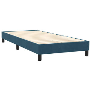 vidaXL Box Spring Bed with Mattress & LED Dark Blue 90x220 cm Velvet
