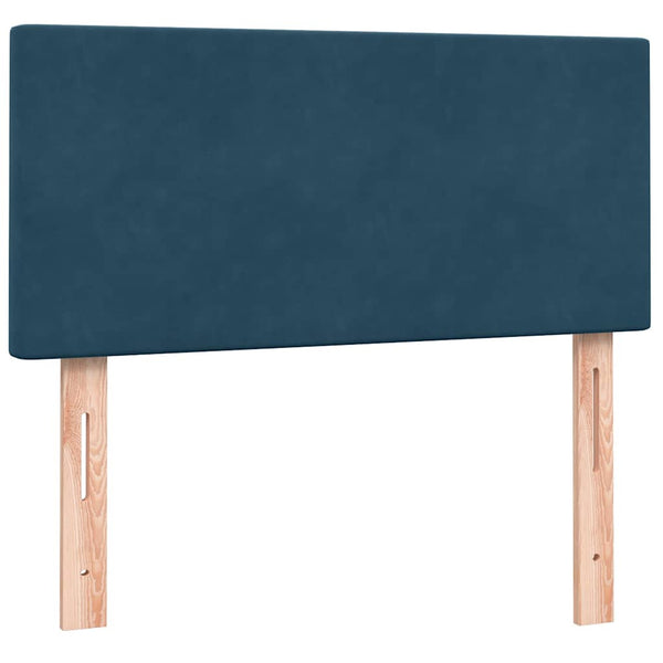 vidaXL Box Spring Bed with Mattress & LED Dark Blue 90x220 cm Velvet