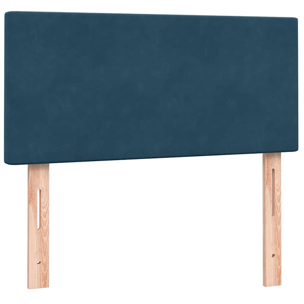vidaXL Box Spring Bed with Mattress & LED Dark Blue 100x220 cm Velvet