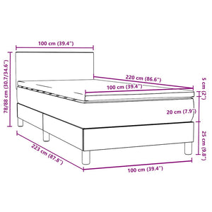 vidaXL Box Spring Bed with Mattress & LED Pink 100x220 cm Velvet