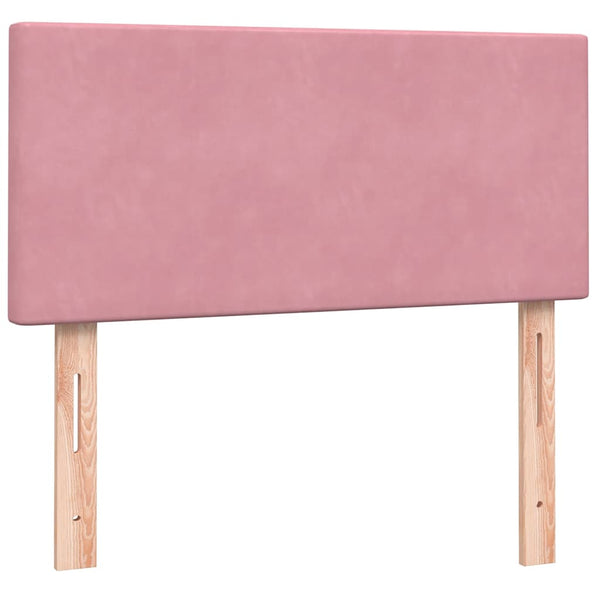 vidaXL Box Spring Bed with Mattress & LED Pink 100x220 cm Velvet