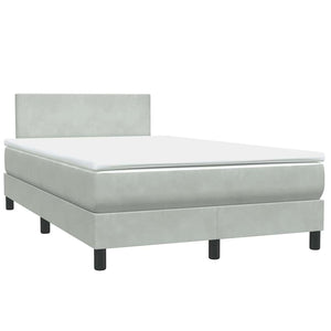 vidaXL Box Spring Bed with Mattress & LED Light Grey 120x220 cm Velvet