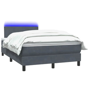vidaXL Box Spring Bed with Mattress & LED Dark Grey 120x220 cm Velvet