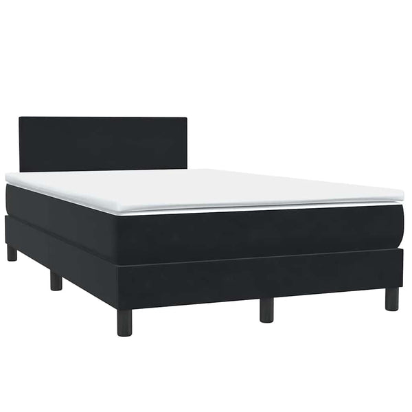 vidaXL Box Spring Bed with Mattress & LED Black 120x220 cm Velvet