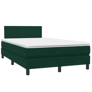 vidaXL Box Spring Bed with Mattress & LED Dark Green 120x220 cm Velvet