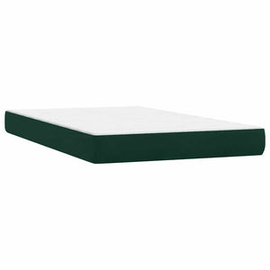 vidaXL Box Spring Bed with Mattress & LED Dark Green 120x220 cm Velvet
