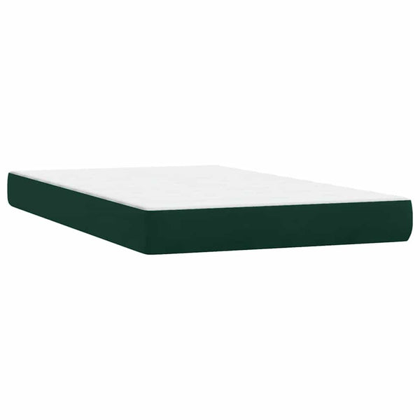 vidaXL Box Spring Bed with Mattress & LED Dark Green 120x220 cm Velvet