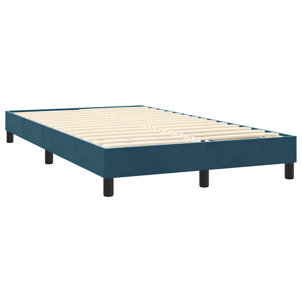 vidaXL Box Spring Bed with Mattress & LED Dark Blue 120x220 cm Velvet