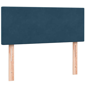 vidaXL Box Spring Bed with Mattress & LED Dark Blue 120x220 cm Velvet