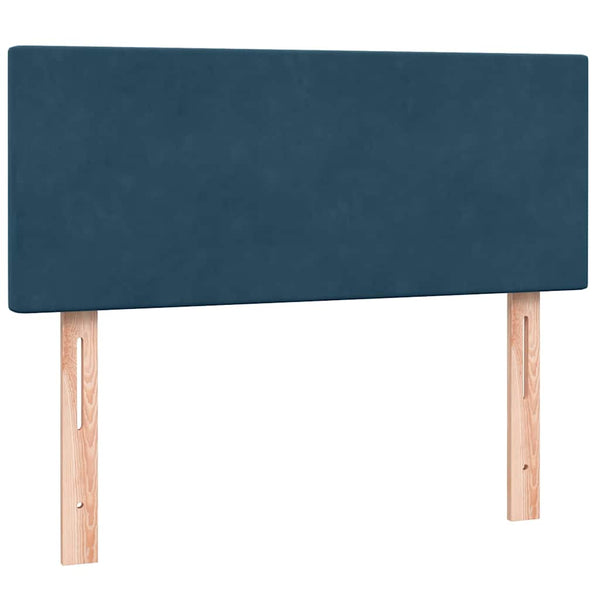 vidaXL Box Spring Bed with Mattress & LED Dark Blue 120x220 cm Velvet
