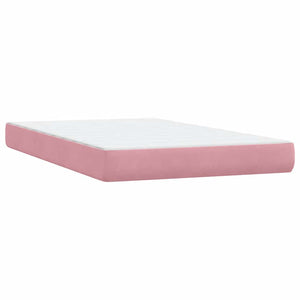 vidaXL Box Spring Bed with Mattress & LED Pink 120x220 cm Velvet
