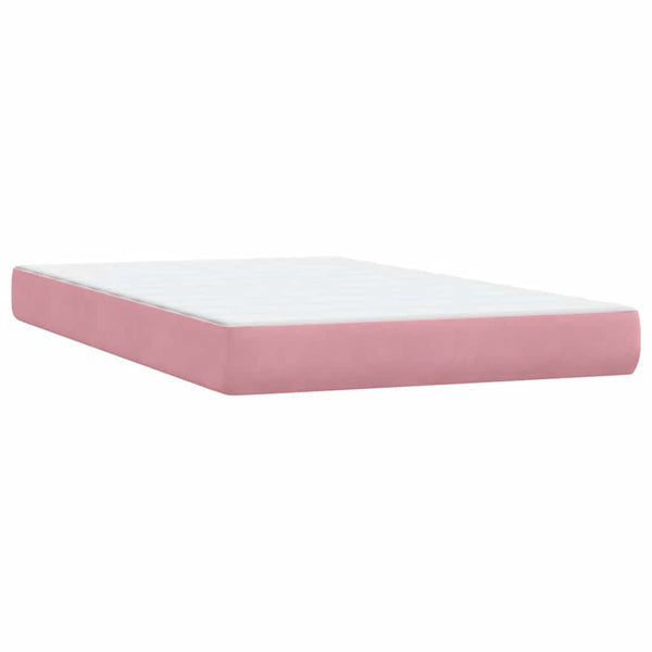 vidaXL Box Spring Bed with Mattress & LED Pink 120x220 cm Velvet
