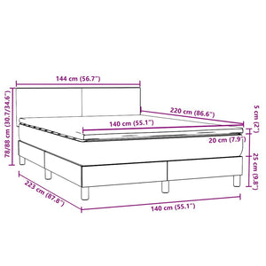 vidaXL Box Spring Bed with Mattress & LED Light Grey 140x220 cm Velvet
