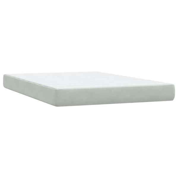 vidaXL Box Spring Bed with Mattress & LED Light Grey 140x220 cm Velvet