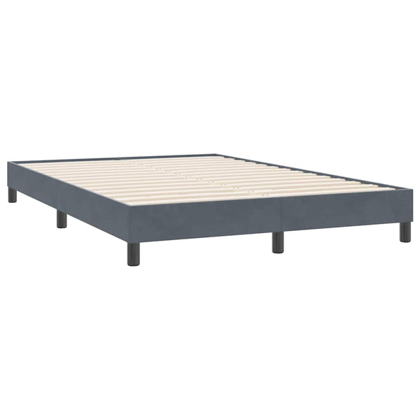 vidaXL Box Spring Bed with Mattress & LED Dark Gray 140x220 cm Velvet
