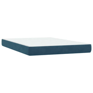 vidaXL Box Spring Bed with Mattress & LED Dark Blue 140x220 cm Velvet