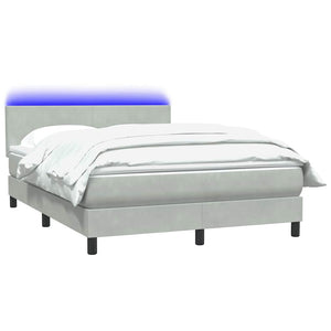 vidaXL Box Spring Bed with Mattress & LED Light Grey 160x220 cm Velvet