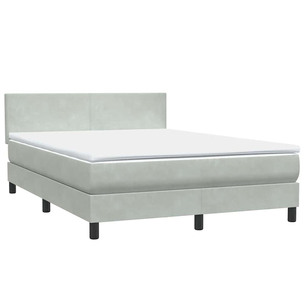 vidaXL Box Spring Bed with Mattress & LED Light Grey 160x220 cm Velvet