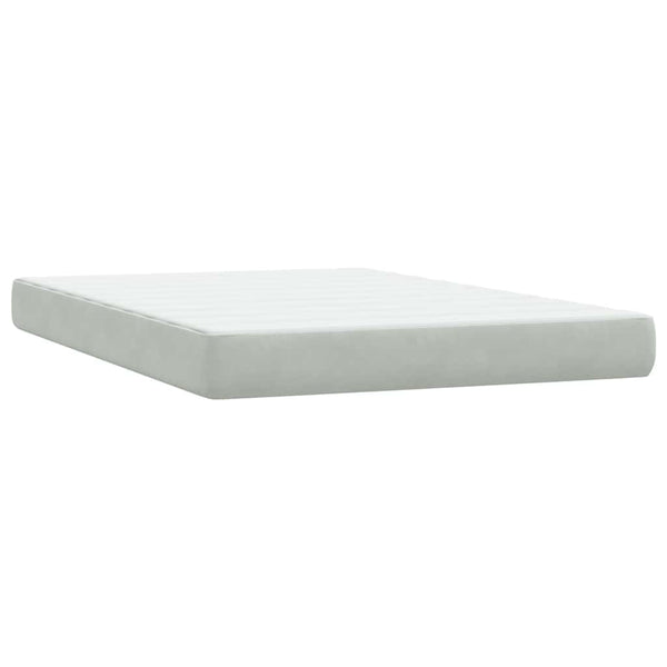vidaXL Box Spring Bed with Mattress & LED Light Grey 160x220 cm Velvet