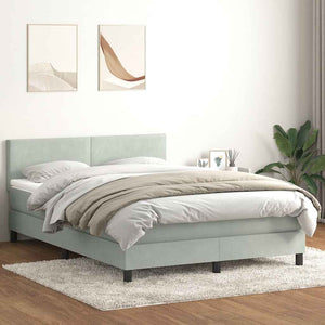 vidaXL Box Spring Bed with Mattress & LED Light Grey 160x220 cm Velvet