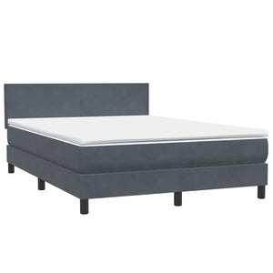 vidaXL Box Spring Bed with Mattress & LED Dark Grey 160x220 cm Velvet