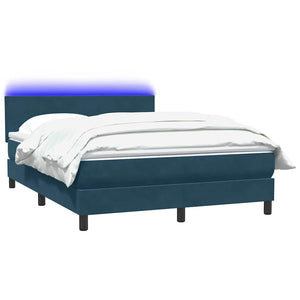 vidaXL Box Spring Bed with Mattress & LED Dark Blue 160x220 cm Velvet
