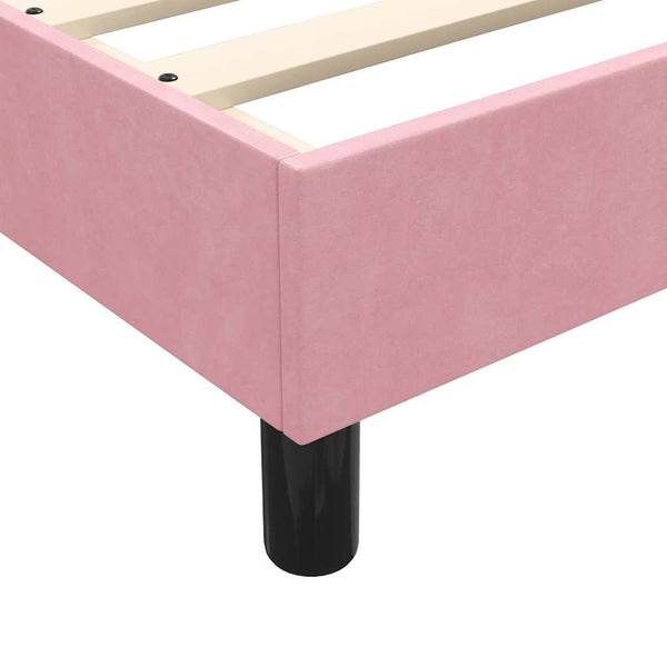 vidaXL Box Spring Bed with Mattress & LED Pink 160x220 cm Velvet